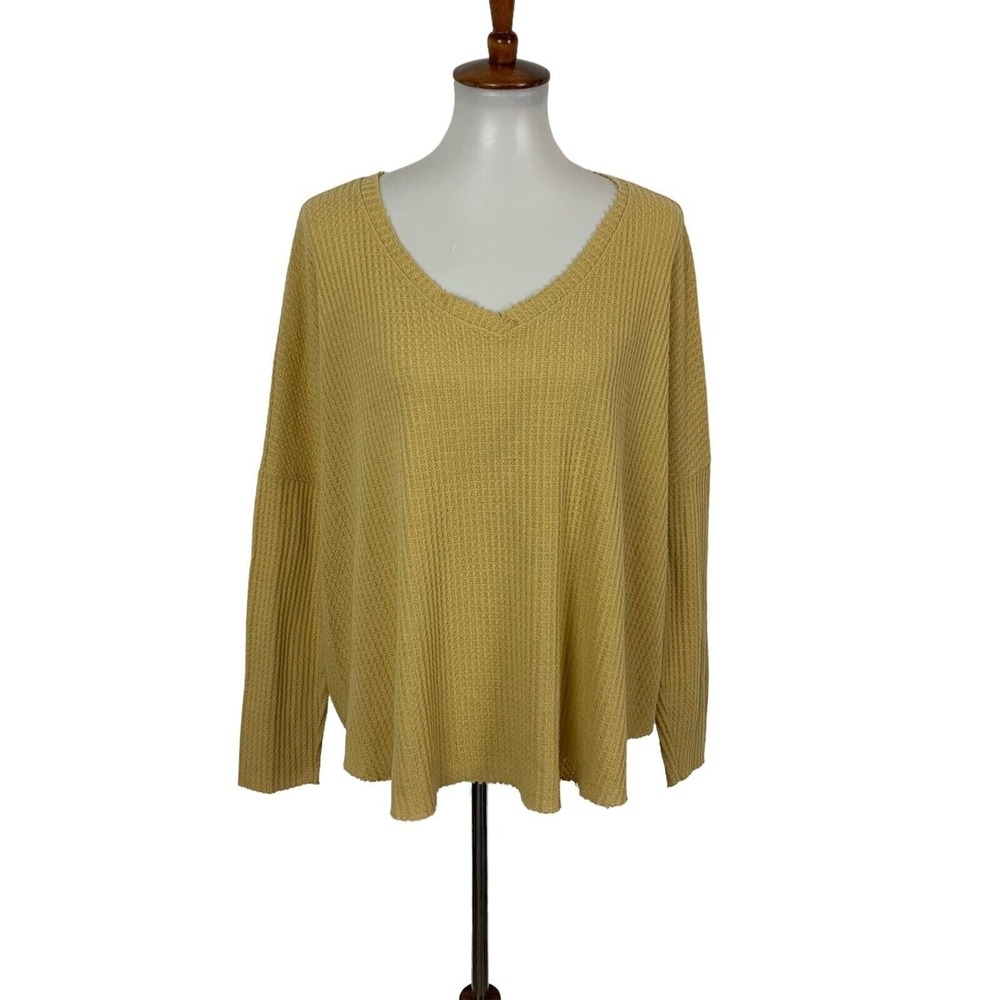 Lulus Basics Yellow Top Medium Long‎ Sleeve Cozy Essential